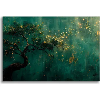 Obraz Obraz na plátně Glamour na zeď do ložnice Strom Zlaté akcenty 80x120