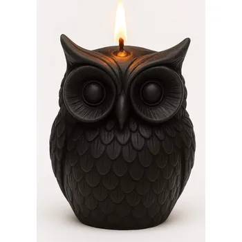 Svíčka Vonná svíčka Sova | 40 g | Svíčkománie3D | Barva: Černá