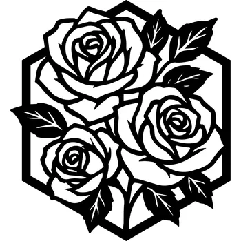 Dřevěná dekorace RŮŽE - hexagon