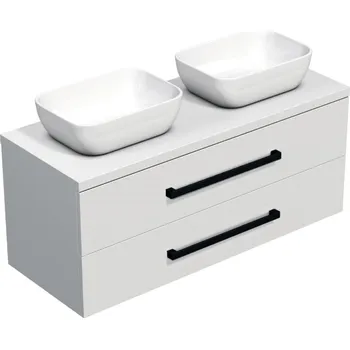 Ložnice Swiss aqua technologies Koupelnová skříňka s černou úchytkou a krycí deskou SAT Cube Way 120x71x46 cm bílá lesk CUBE46C1203BISAT45