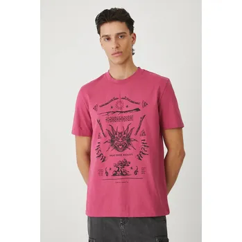Pánské tričko Bavlněné tričko Medicine pánské, růžová barva, s potiskem RS25.TSMC22 39X, vel. XL