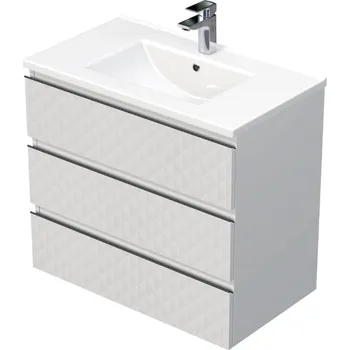 Ložnice Swiss aqua technologies Koupelnová skříňka s umyvadlem SAT Cube Way 80x71x46 cm bílá mat CUBE3D803ZBMOD