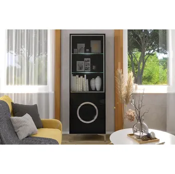 Knihovna Dancan Moderní vitrína Eva, vysoký lesk (Barva: černá)