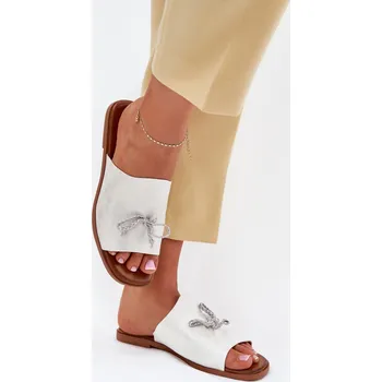 Dámské pantofle Dámské sandály na plochém podpatku se zdobeným vázáním Norela Barva: Stříbrná, Velikost: 38