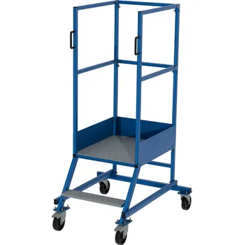 Žebřík Lehký pojízdný žebřík s plošinou, výška plošiny 0,5 m, 1 stupeň + plošina.