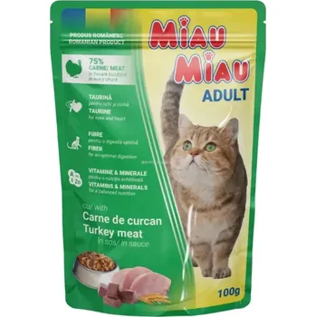 Krmivo pro kočku Miau Miau Cat krůtí, kapsa 100 g