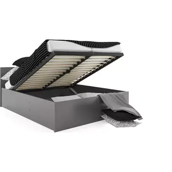 BMS GROUP Postel Panamax 140x200 s roštem s matrací, Grafit, Černá