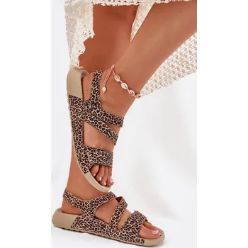 Dámské sandále Dámské Kožené Sandály Zazoo K1004 Leopard Barva: Béžová, Velikost: 39