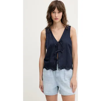 Dámská vesta Lněná vesta Hollister Co. KI340.5068.200 námořnická modř 59X, vel. M
