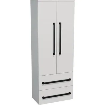 Ložnice Swiss aqua technologies Koupelnová skříňka vysoká s černou úchytkou SAT Cube Way 60x163x33 cm bílá lesk lesk/mat CUBE3CV60BL