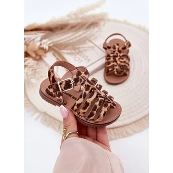 Dívčí obuv Dětské Sandály Dívčí Z Eko Kůže Leopard Mariana Barva: Béžová, Velikost: 33