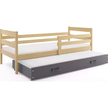 Postel BMS GROUP Dětská postel Eryk - 2 osoby, 90x200 s výsuvnou přistýlkou bez matrace– Borovice, Grafit