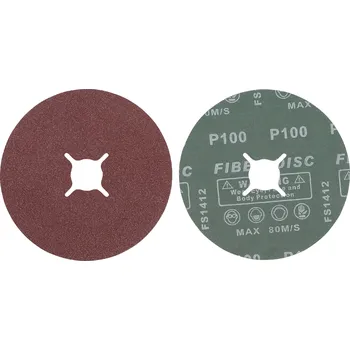 Brusný kotouč BGS 42028, Sada fíbrových brusných kotoučů | zrnitost 100 | oxid hlinitý | 10dílná