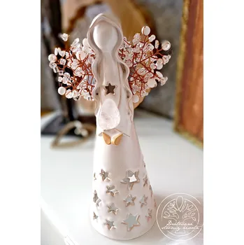 Drátované stromy života Anděl s Křišťálem Křišťálový léčitel 30cm