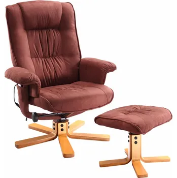 Křeslo IdeaNabytek Relaxační masážní křeslo s podnožkou hnědé K47