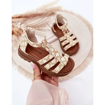Dívčí sandály Dívčí sandály gladiátorky se zlatým detailem Vesira Barva: Béžová, Velikost: 33