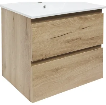 Šatní skříň Swiss aqua technologies Koupelnová skříňka 2 zásuvková s umyvadlem SAT B-Way 59x50x45 cm dub mat BWAY260OAKU4BI