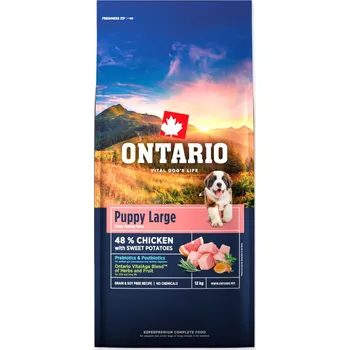 Krmivo pro psa Ontario Krmivo Puppy & Junior Large Chicken & Sweet Potatoes 2x12kg + Barel ZADARMO