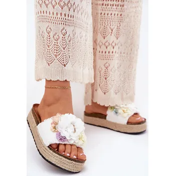 Dámské pantofle Dámské Sandály S Květinami Platforma S Pletením Zenvanis Barva: Bílá, Velikost: 41