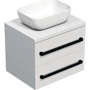 Ložnice Swiss aqua technologies Koupelnová skříňka s černou úchytkou a krycí deskou SAT Cube Way 60x47,5x46 cm bílá lesk CUBE46C1603BI45