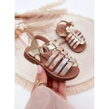 Dívčí obuv Dětské Sandály Dívčí Z Eko Kůže Leopard Mariana Barva: Zlatá, Velikost: 26