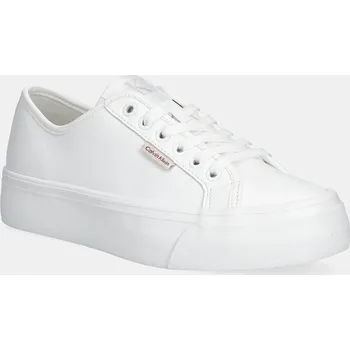 Dámské tenisky Tenisky Calvin Klein Jeans VULC FLATFORM LTH YW0YW01886 bílá 00X, EUR 37