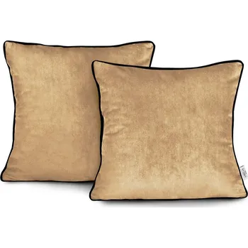 Povlak na polštářek Povlaky na polštáře AmeliaHome Velvet Piping hořčicové, velikost 45x45