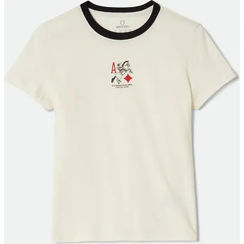 Dámské tričko BRIXTON triko - Aces Fitted Crew Tee Off White/Black (OFFBK) velikost: L