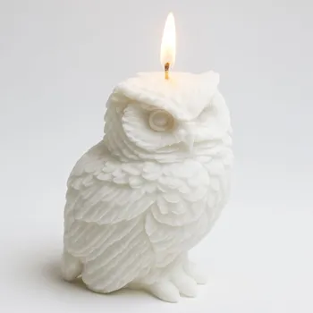 Svíčka Vonná svíčka Sova | 250 g | Svíčkománie3D | Barva: Bílá