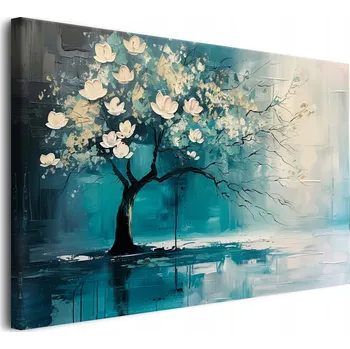 Obraz Moderní obrazy na plátně abstrakce strom bílé květy 80x120cm