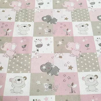 BYTEMA Bavlněná látka BABY ZOO růžová šíře 150 cm