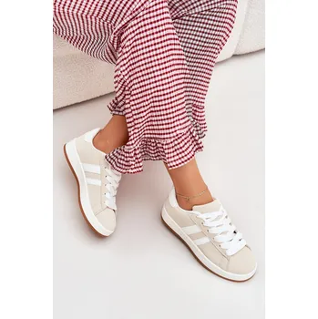 Dámské tenisky Dámské Sportovní Sneakersy Z Eko Kůže Ravina Barva: Béžová, Velikost: 36