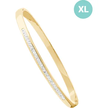 Náramek Zlacený pevný ocelový náramek se zirkony JVD žlutý, provedení XL