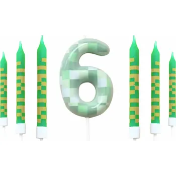 Narozeninové svíčky na dort - STYL MINECRAFT - Číslo 6 (Značka: MINISO)