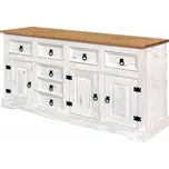 IdeaNabytek Komoda 3 dveře + 7 zásuvek CORONA bílý vosk