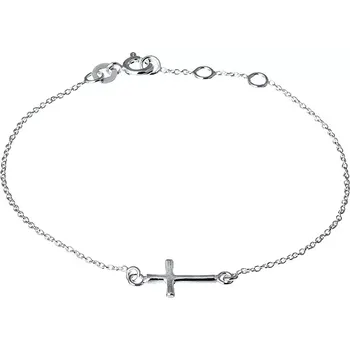 Řetízek Šperky Eshop Stříbrný řetízek 925 na ruku - lesklý zaoblený křížek Stříbrná 185 mm