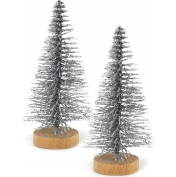 Vánoční dekorace Stříbrné dekorativní vánoční stromky 8 cm 2 ks sváteční dekorace dekorace věnec
