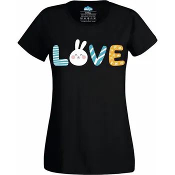 Dámské tričko Láska s králíčkem LOVE Bunny (Velikost: 4XL, Barva: Černá)