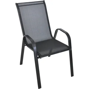 Venkovní křeslo kovový rám + potah umělá textilie černá na zahradu / terasu / balkon