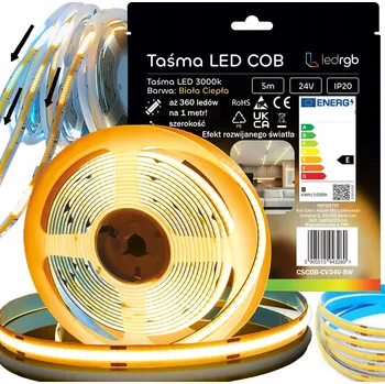 LED páska LED COB pásek 5m 24V 360° TEPLÁ BÍLÁ 3000K digitální PIXEL s efektem tekoucího světla WS2811