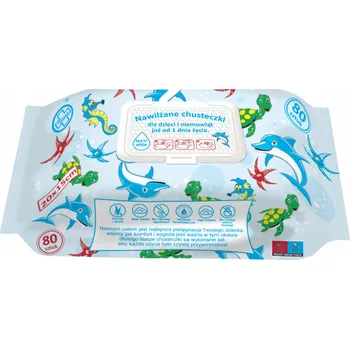 Dětská kosmetika Vlhčené ubrousky Testeo 99,9% voda, hypoalergenní, 80 ks