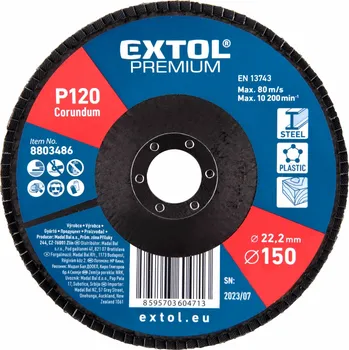 Brusný kotouč 8803486 | Kotouč lamelový šikmý korundový 150x22,2 mm, P120, EXTOL PREMIUM