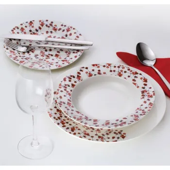 Stolování AMBITION Jídelní souprava červeno-bílá pro 6 osob Holly, 18-dílná