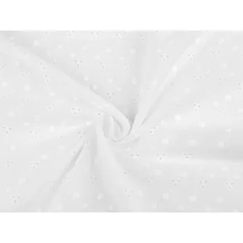 Madeira bavlněná s vyšívanými květy, barva 1 bílá