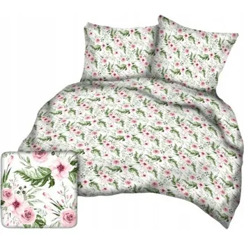 Povlečení Krepové povlečení A969_1 bílé růžové 200x220