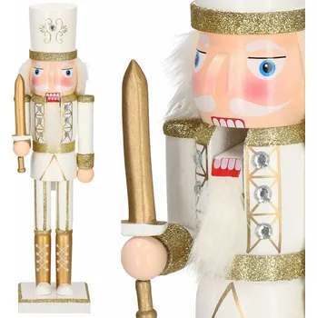 Vánoční dekorace Springos Louskáček - Voják s mečem 38 cm, zlatý