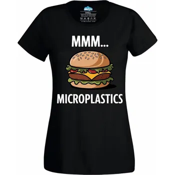 Dámské tričko Hamburger MMM... microplastics (Velikost: 4XL, Barva: Černá)