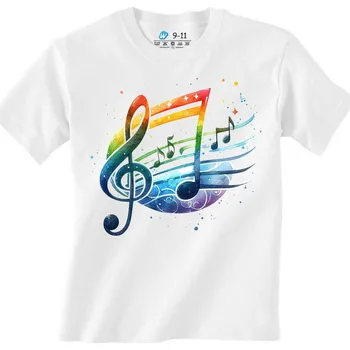 Chlapecké tričko Dětské tričko Symfonie Barevných Not (Velikost: 5-6, Barva: Bílá)