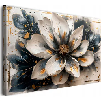 Obraz Obrazy na plátně moderní obraz na zeď do obýváku květiny zlato 80x120cm