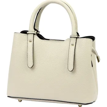 Kabelka Malá kožená tříoddílová béžová kabelka do ruky Luka no. 87